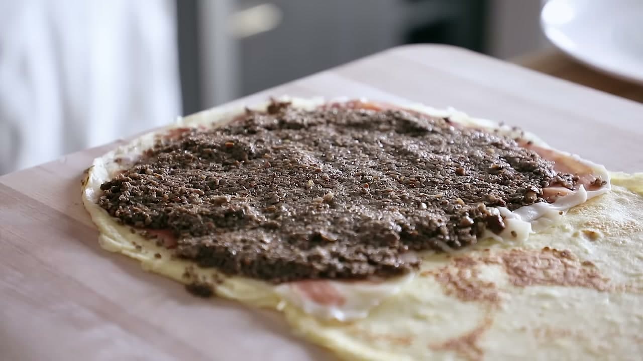Step 7: Layer Crepe, Prosciutto and Duxelles - How to Make Beef Wellington
