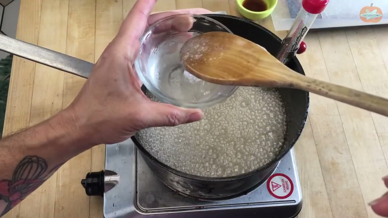 Step 4: Cook to the Hard Ball Stage (250 Degrees)