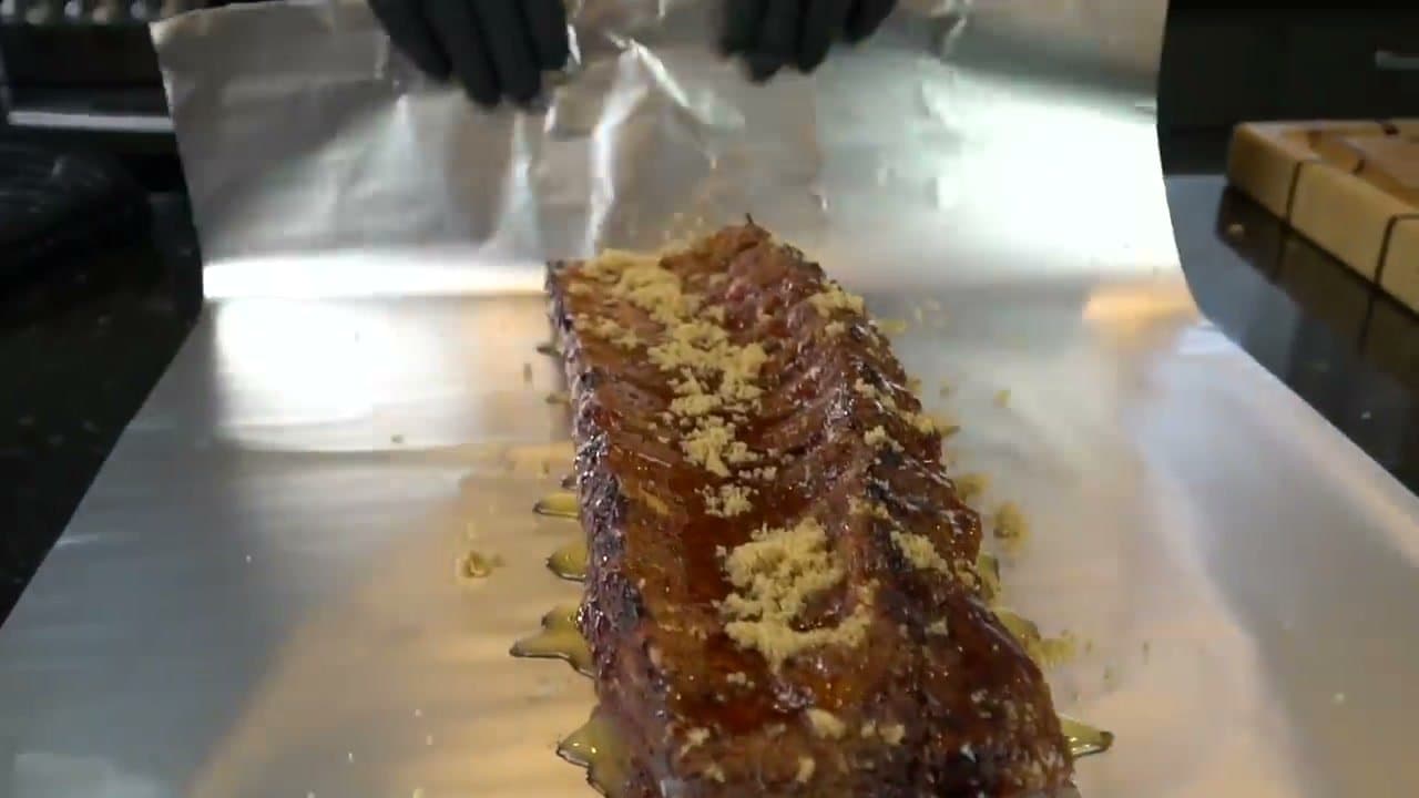 Step 5: Step 5: Wrap with Honey, Brown Sugar, Butter, and Beer - Braise 2 Hours