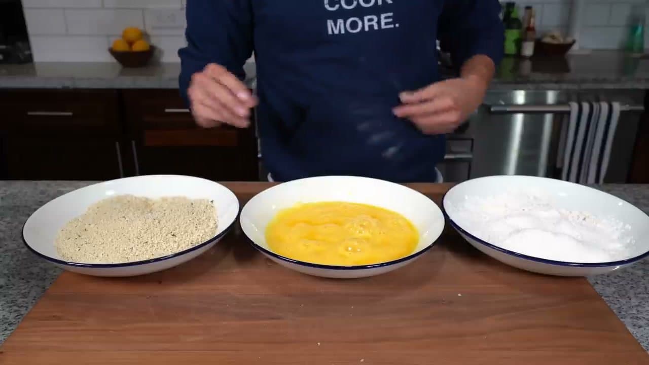Step 1: Step 1: Set up a three-bowl breading station