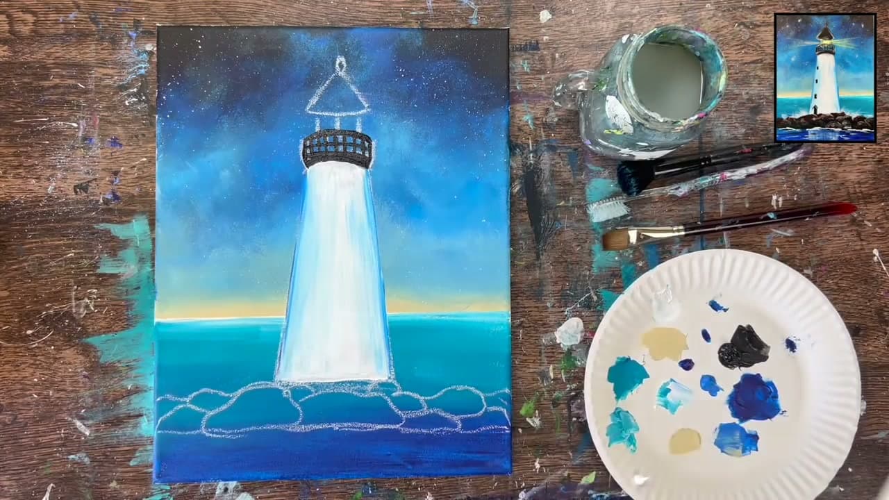 Step 7: Add the Lantern Room and Windows - How to Paint a Lighthouse in Acrylics