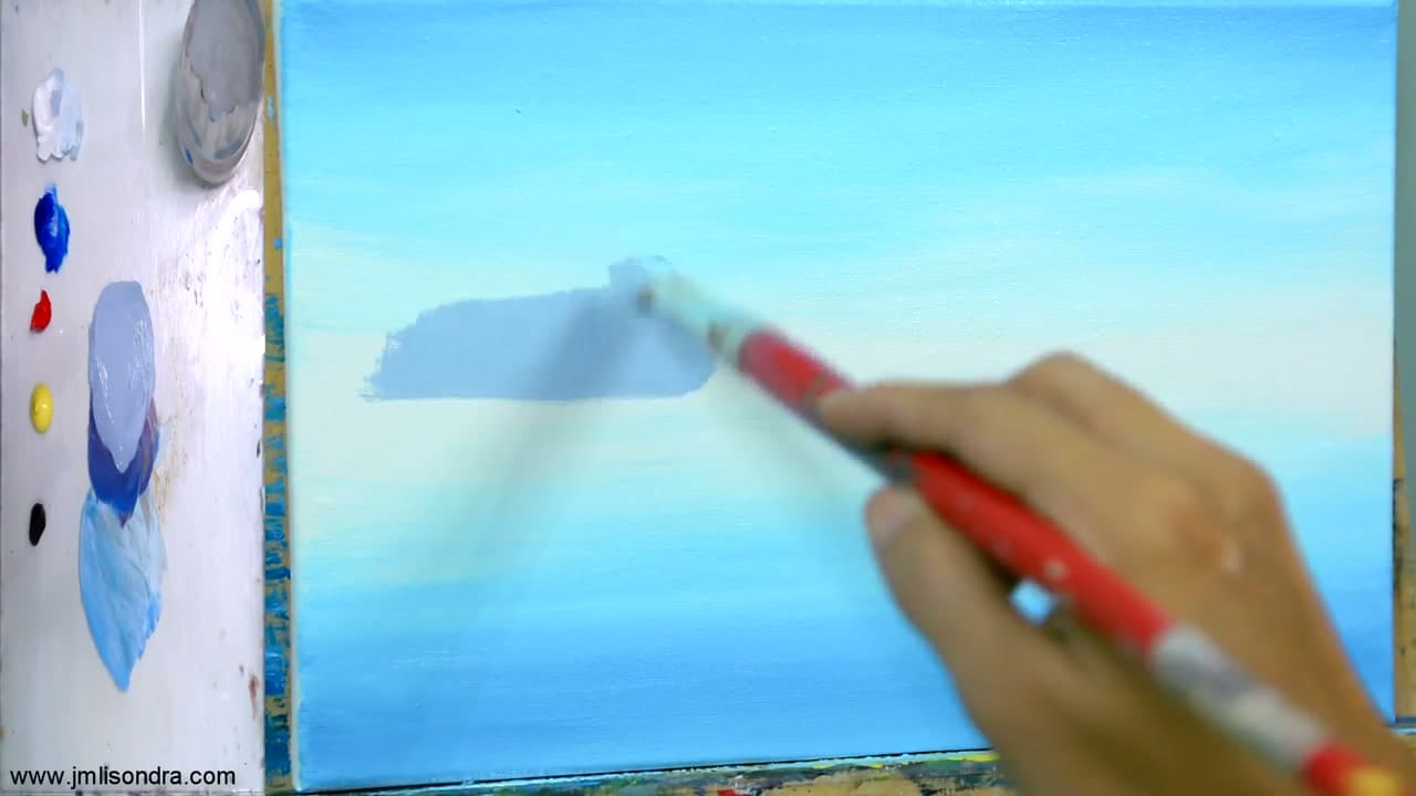 Step 4: Paint the Distant Treeline - How to Paint Water and Reflections