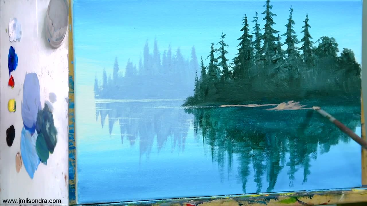 Step 8: Add the Riverbank - How to Paint Water and Reflections