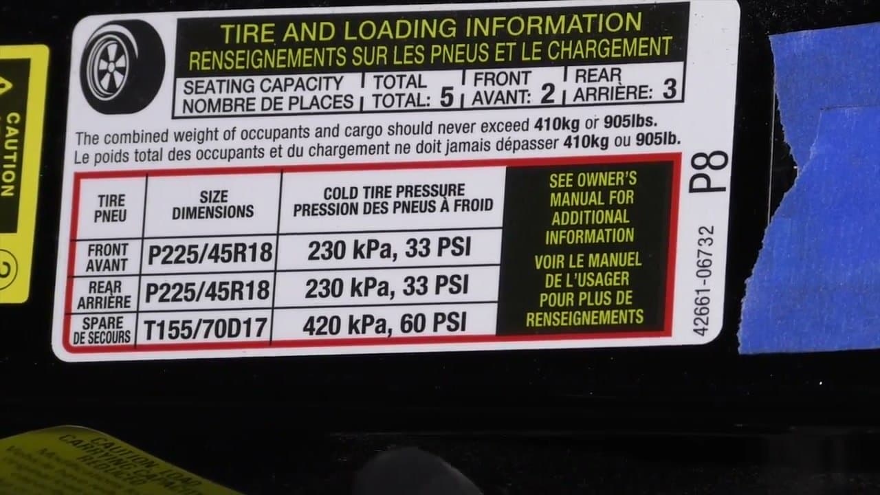 Step 1: Step 1: Find the recommended PSI on the door jamb