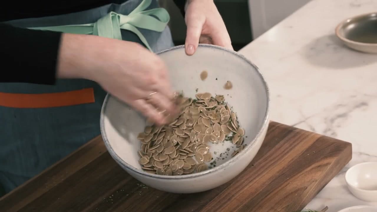 Step 7: Step 7: Toss with Rosemary, Oil, Sugar, and Flaky Salt