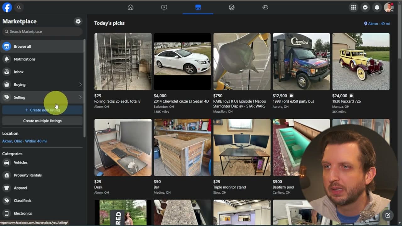 Step 2: Click Create New Listing and Choose Items for Sale