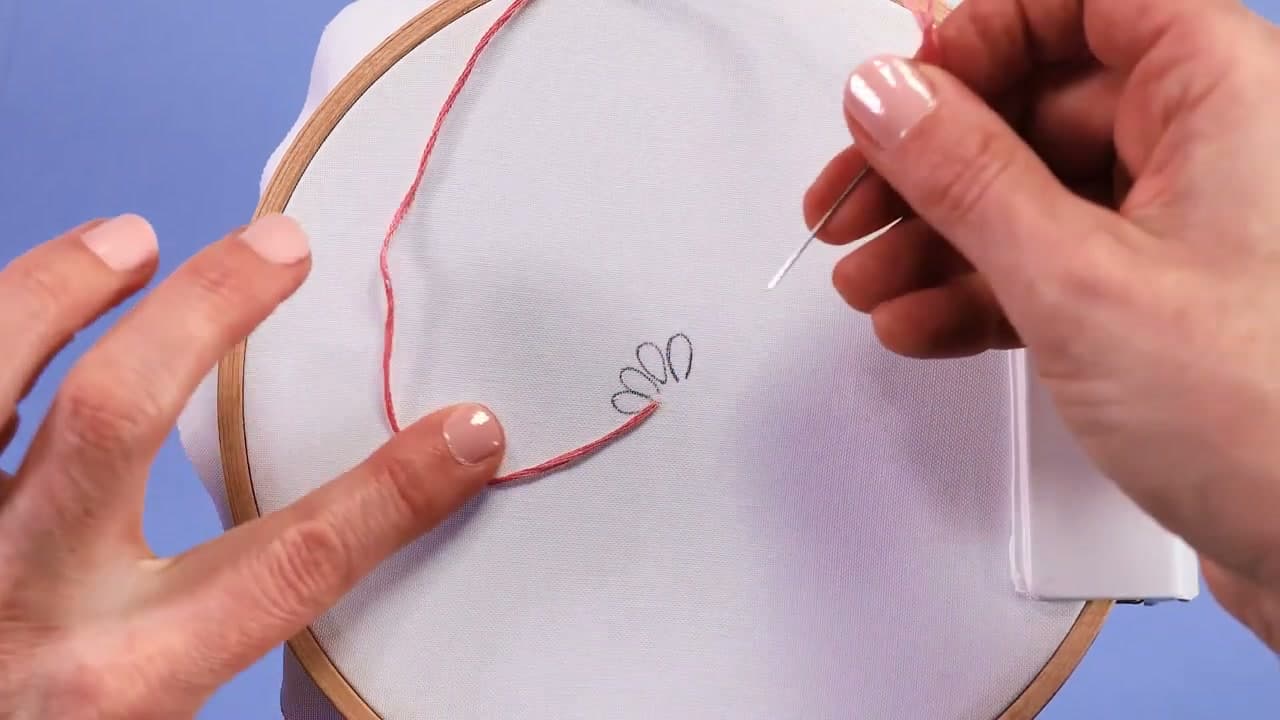 Step 2: Step 2: Lay the Thread in the Petal's Direction