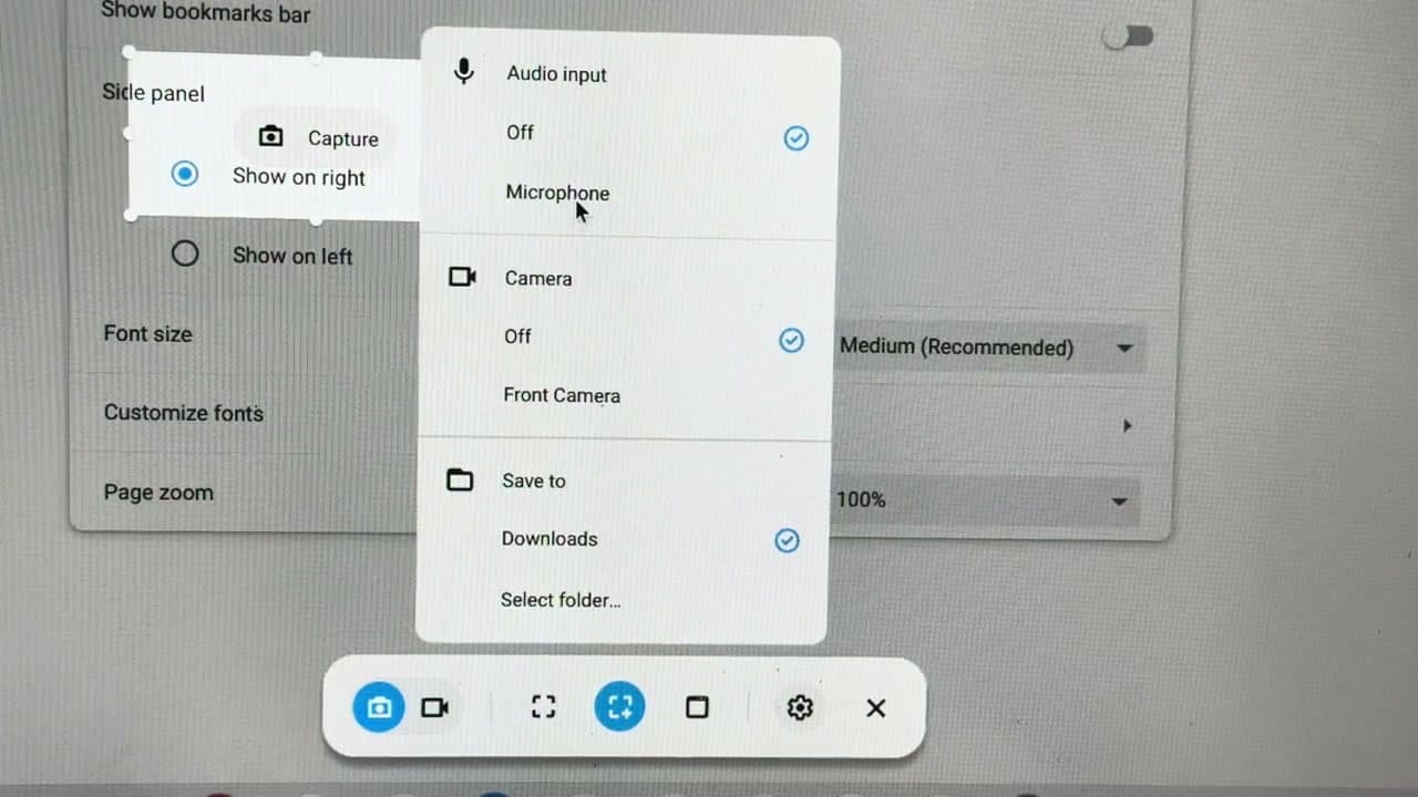 Step 5: Open the Settings Gear for Audio, Camera, and Save Location