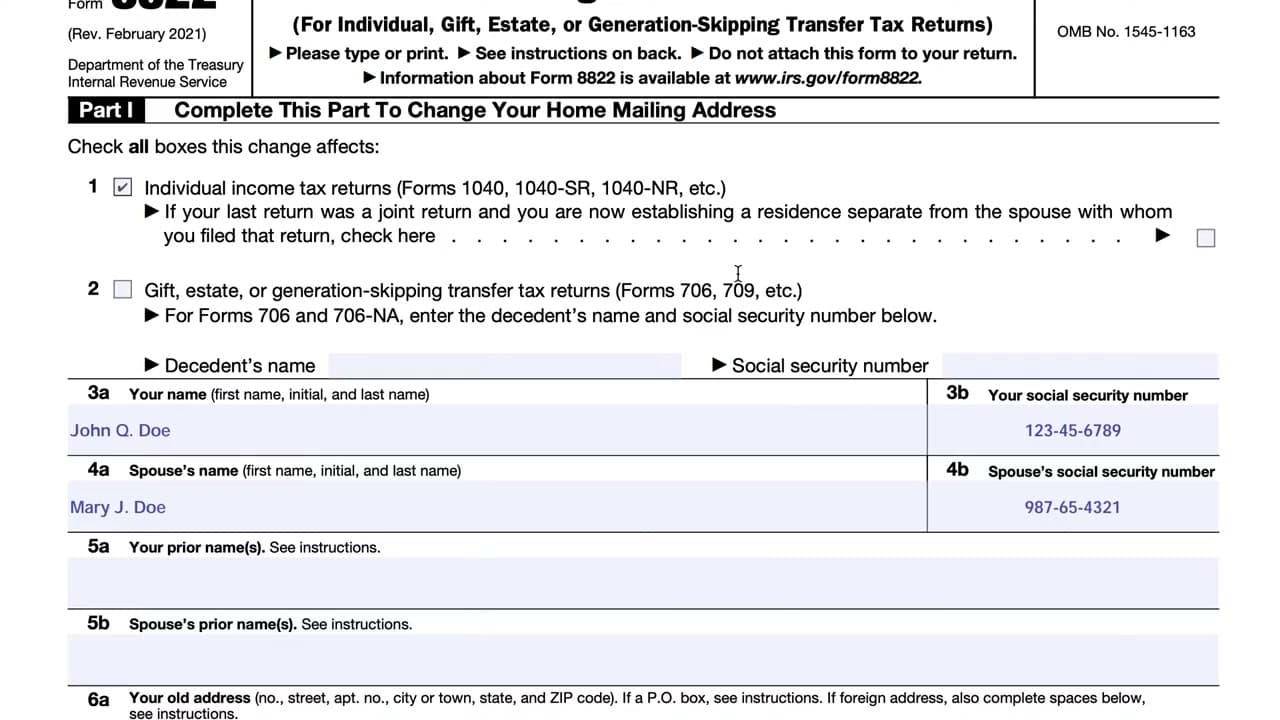 Step 3: Fill In Names and Social Security Numbers (Lines 3-5)