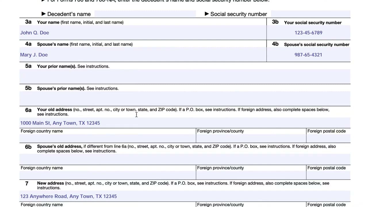 Step 4: Enter Your Old Address on Lines 6a and 6b