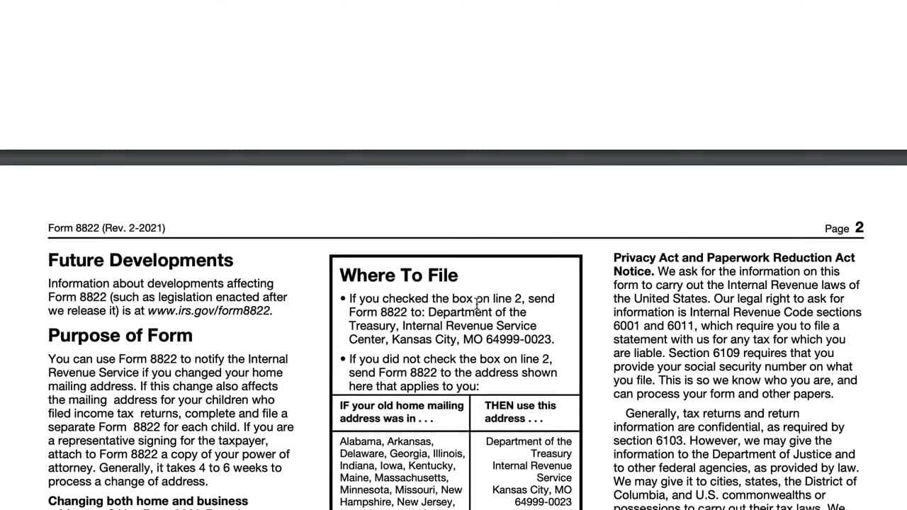 Step 7: Mail Form 8822 to the Right IRS Service Center