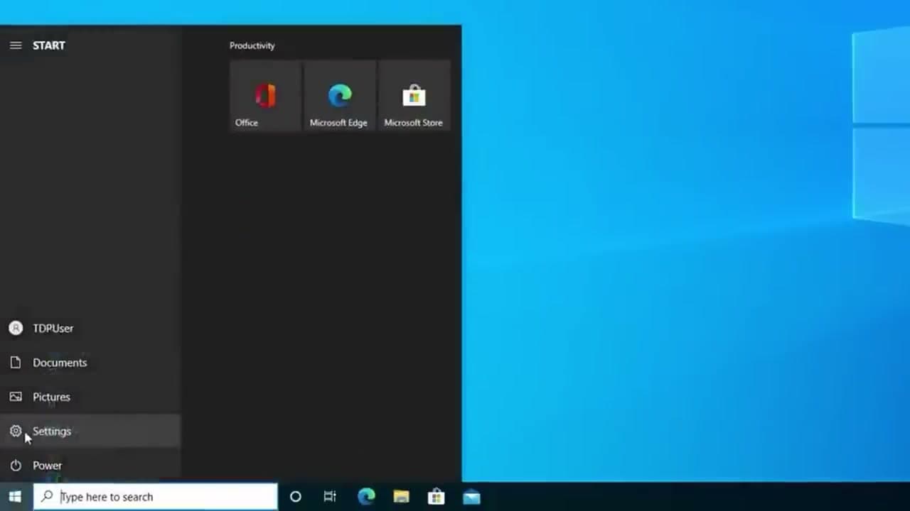 Step 1: Open Settings from the Start Menu