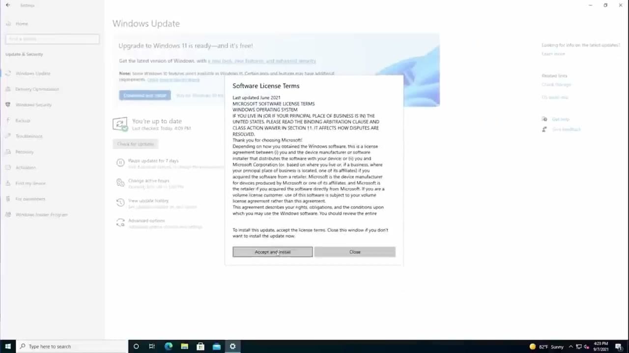 Step 3: Click Check for Updates and Install What's Available