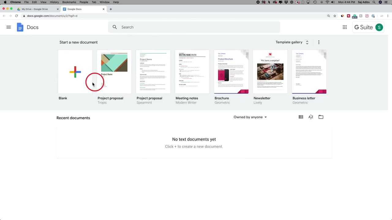 Step 2: Create a New Document From Blank or a Template