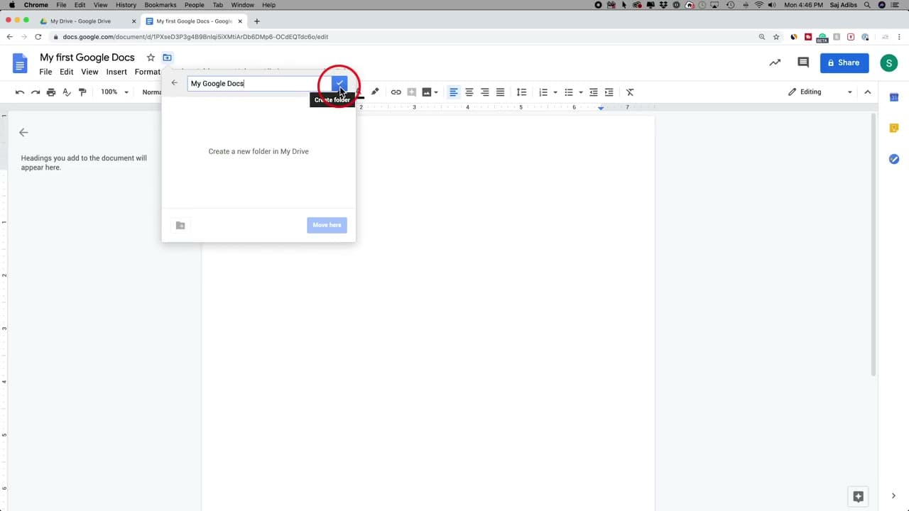 Step 4: Move the Doc Into a Folder in Your Drive