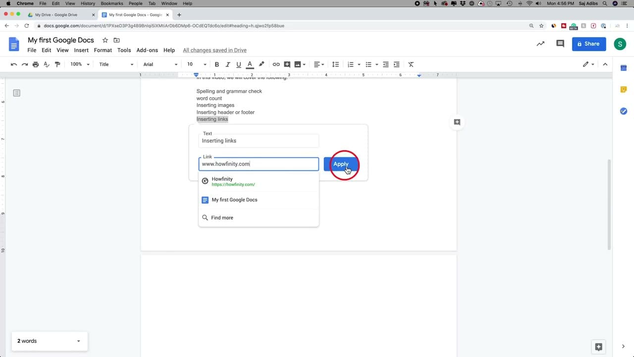 Step 8: Insert Links Into Words and Phrases