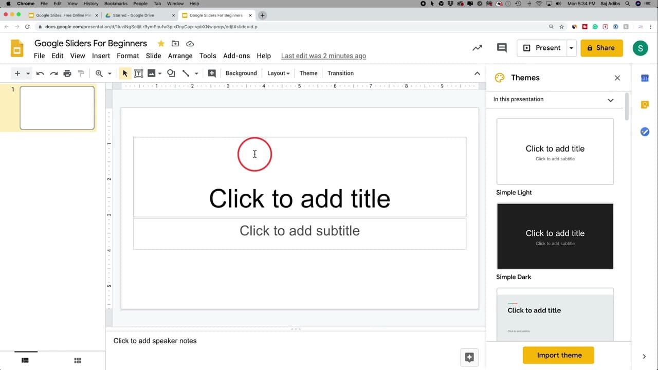 Step 4: Pick a Theme to Set the Look of Every Slide - How to Use Google Slides - Beginner's Guide
