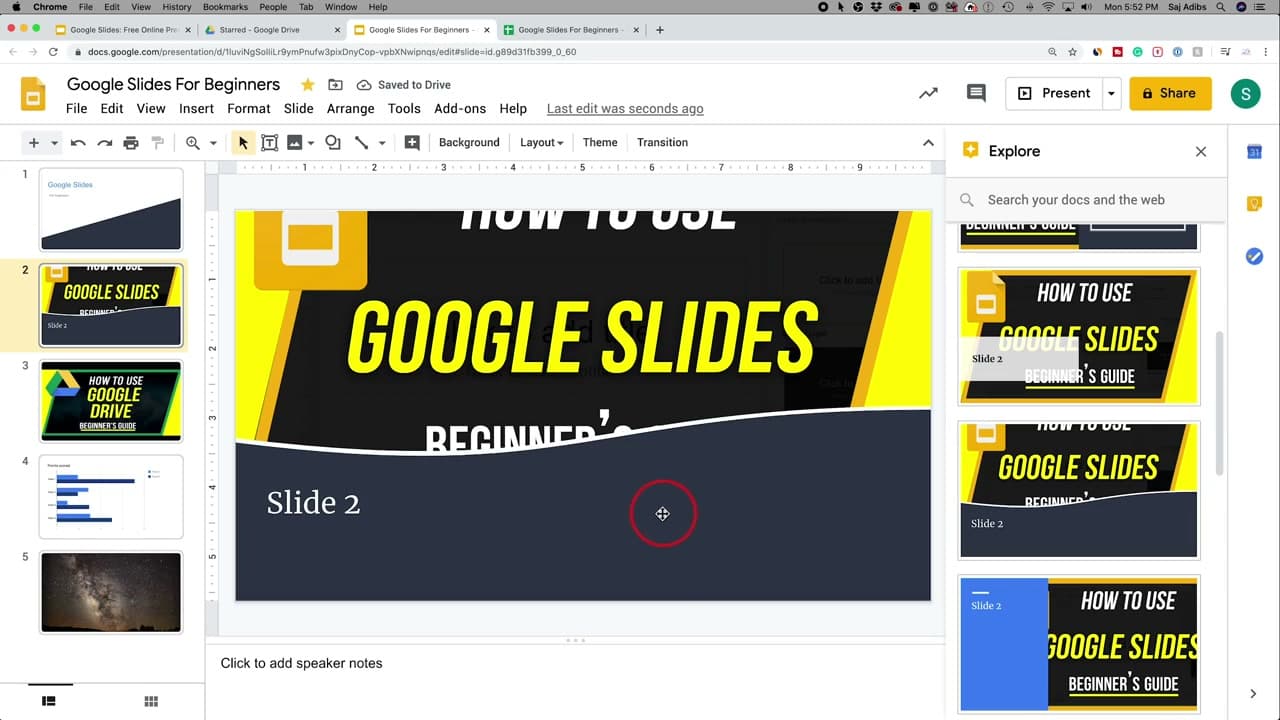 Step 9: Click Present to Enter Full-Screen Mode - How to Use Google Slides - Beginner's Guide