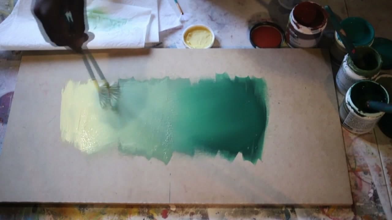Step 6: Blend It In With the Same Light Strokes - How to Use a Fan Brush to Blend Two Colours