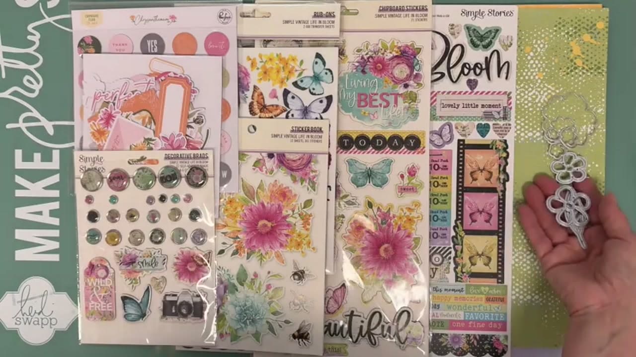 Step 1: Pull the Kit and Lock Your Palette - How to Make a Flower Meadow Scrapbook Layout