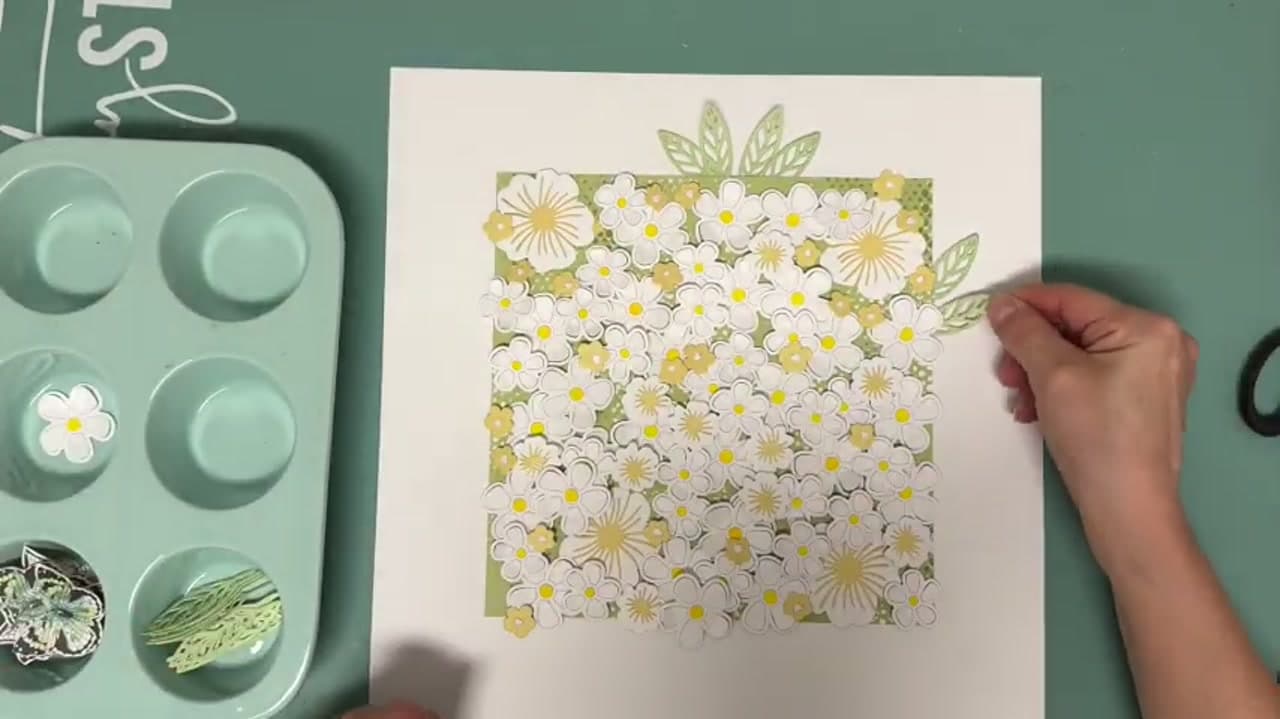 Step 8: Build the Meadow - How to Make a Flower Meadow Scrapbook Layout