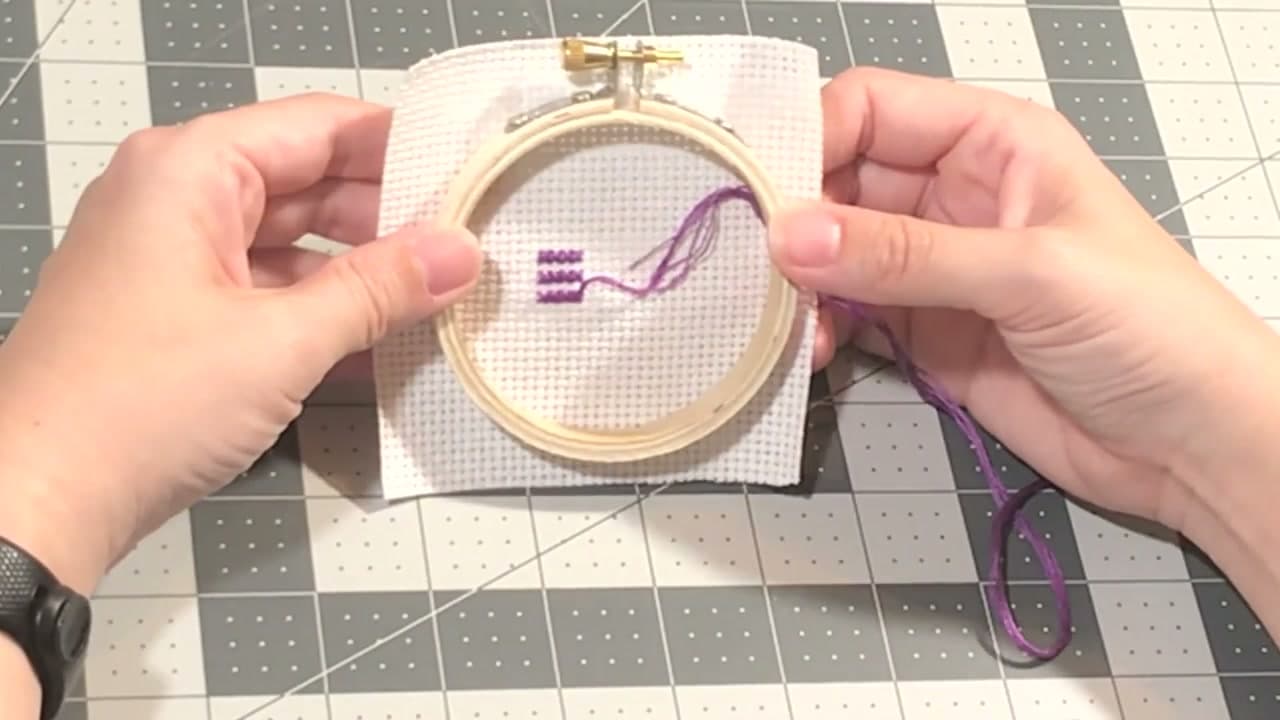 Step 6: Step 6: Mount in a Hoop and Stitch Two-Handed
