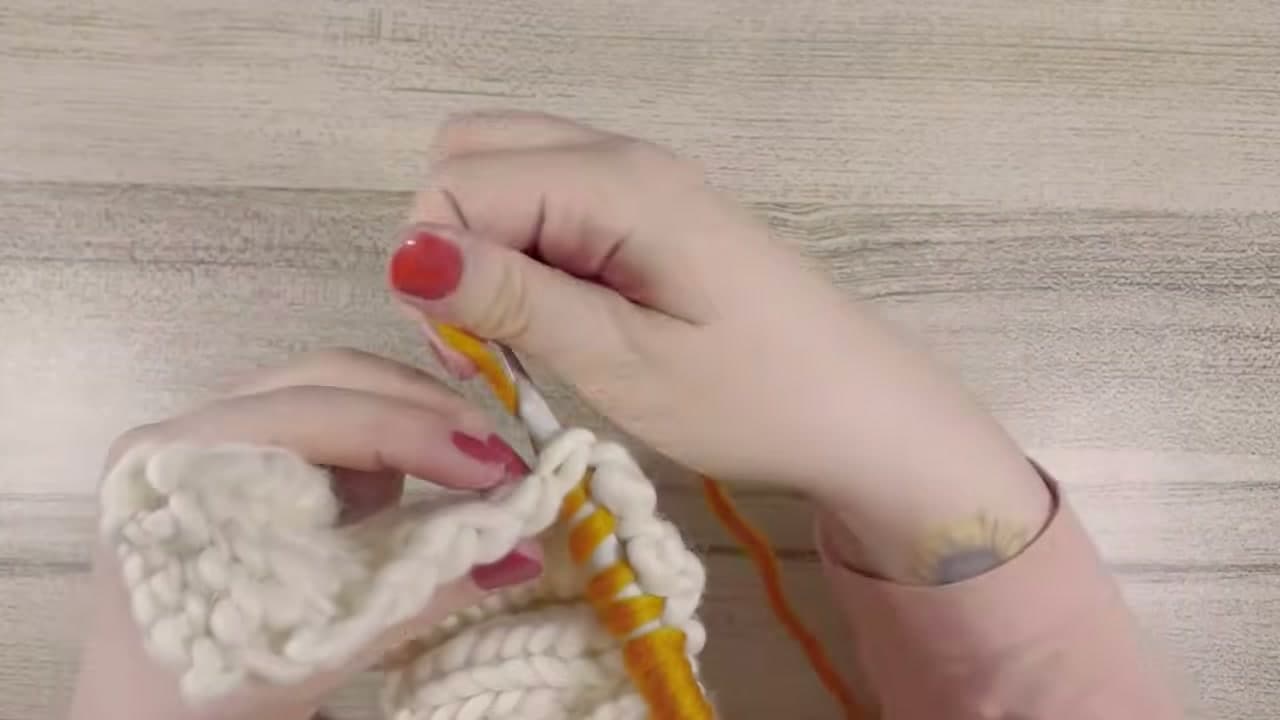 Step 8: Work Back Up the Second Curve to the Right Shoulder - How to Pick Up Stitches Knitting a Neckband