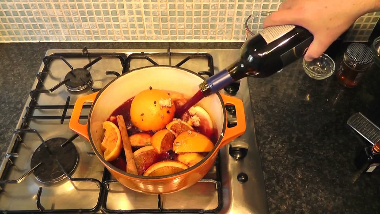 Step 5: Pour in the Red Wine - How to Make Mulled Wine