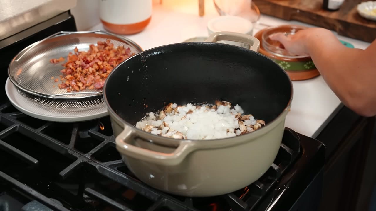 Step 3: Saute the Mushrooms and Onion - Green Bean Casserole