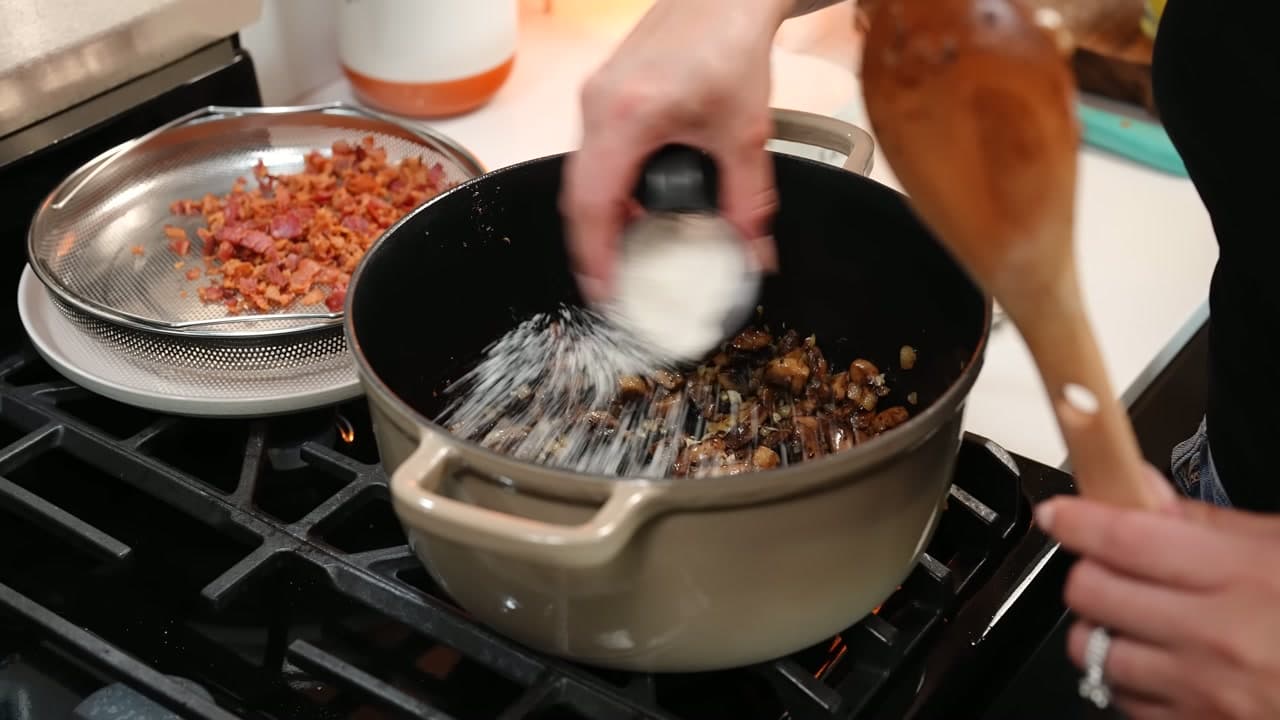Step 4: Add Garlic, Then the Flour - Green Bean Casserole