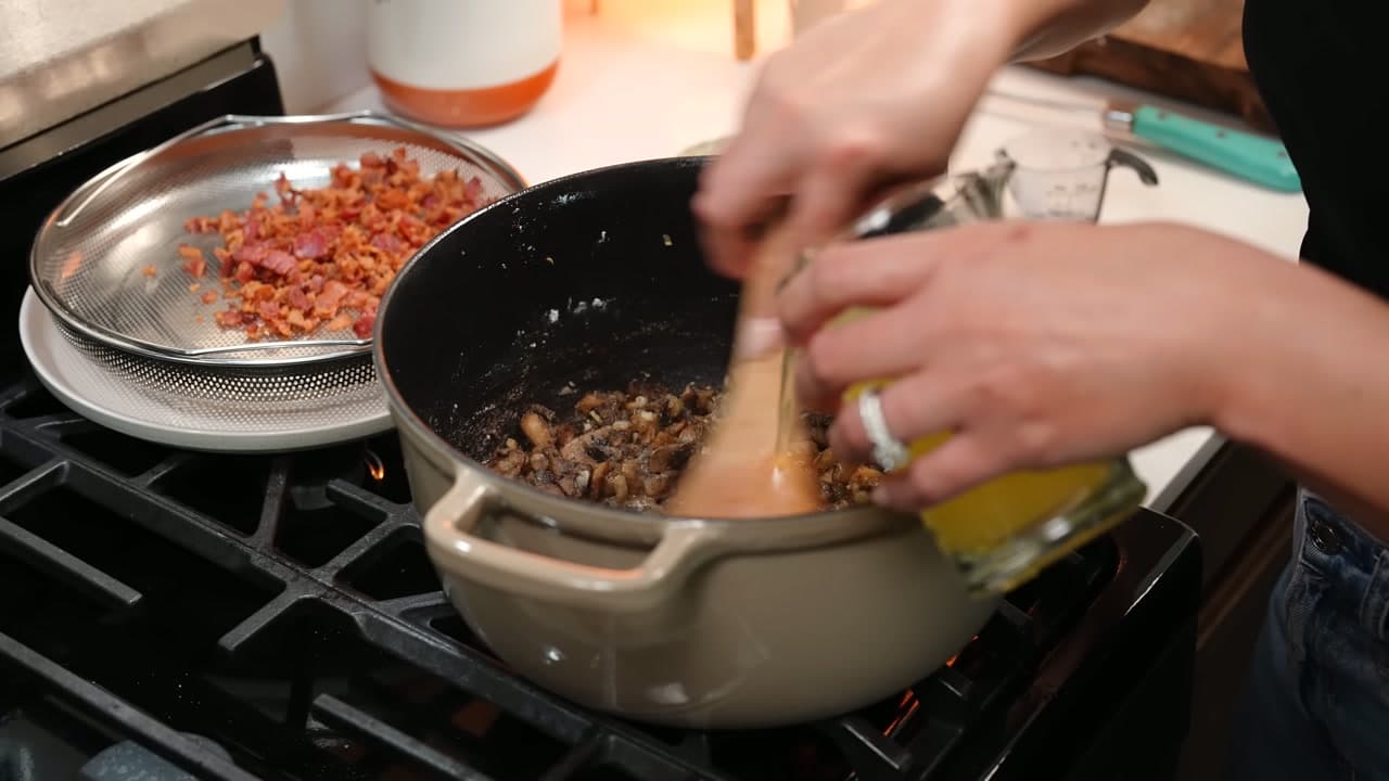 Step 5: Whisk in the Chicken Broth - Green Bean Casserole