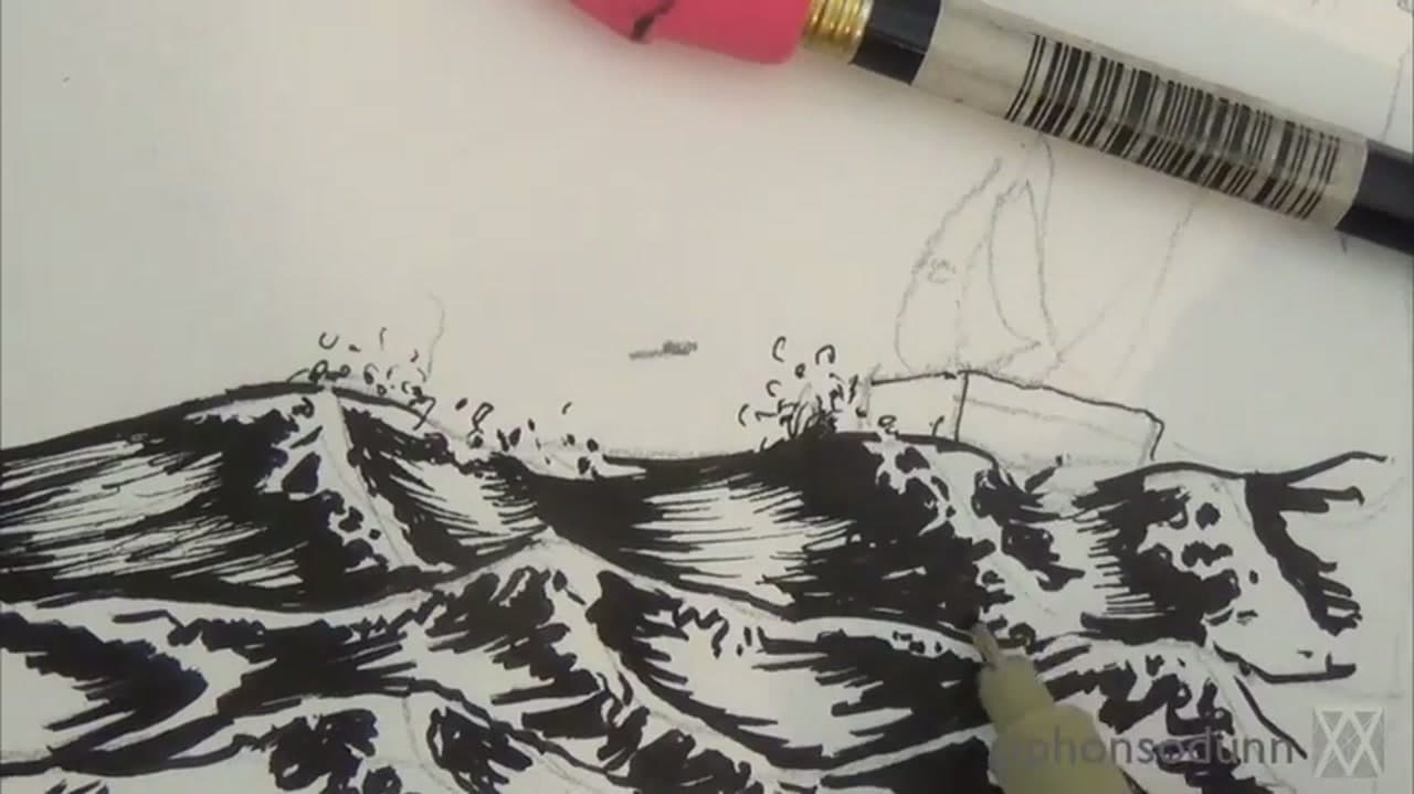 Step 7: Step 7: Add Horizontal Strokes for Distant Water and Foam