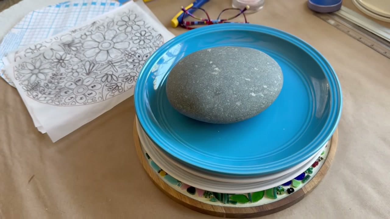 Step 8: Press, Weight It and Leave It Overnight - How to Lay Out a Mosaic Design