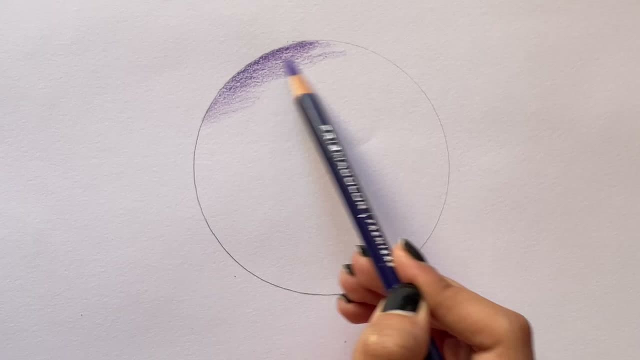 Step 2: Shade the Top of the Sunset Sky With Violet Pencil - How to Draw a Sunset With Colored Pencils