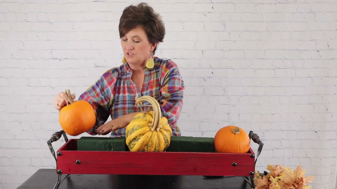 Step 2: Lay in the Pumpkins and Gourds - How to Make a Thanksgiving Centerpiece