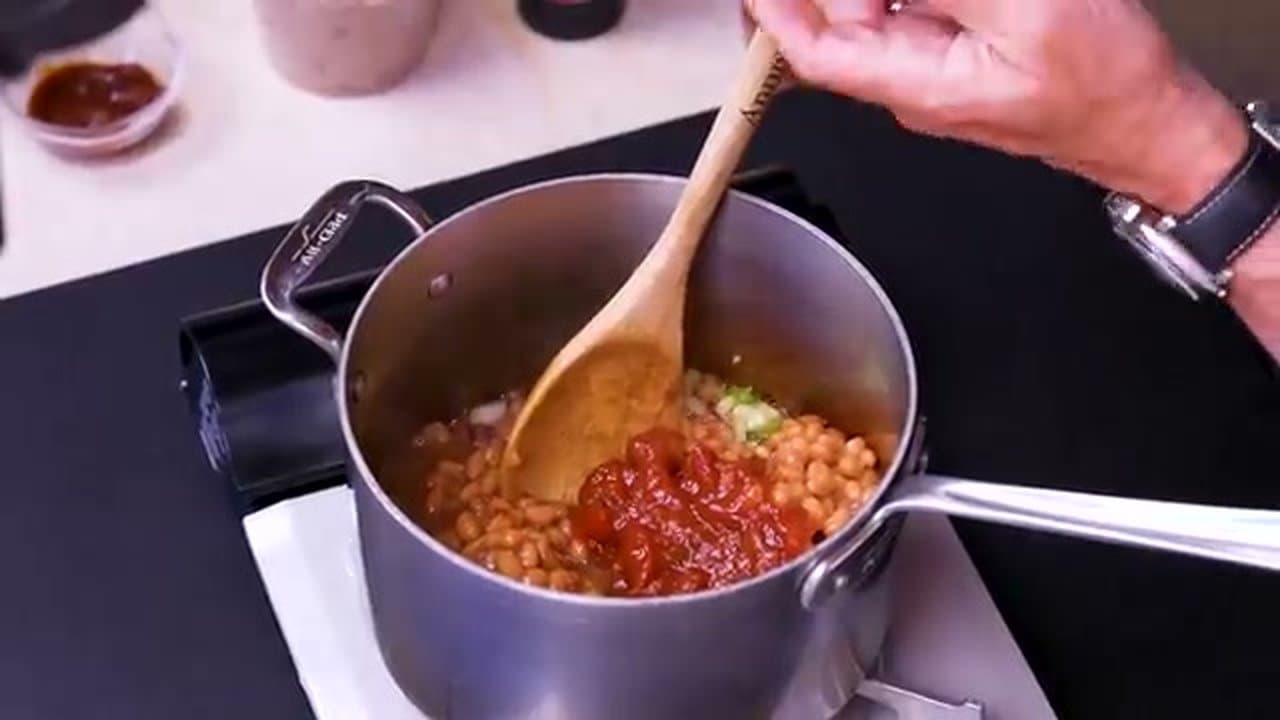 Step 1: Step 1: Maple Bacon Baked Beans (60 min in the oven)