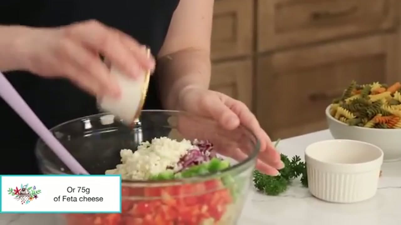 Step 4: Add Onion, Feta, and Cucumber