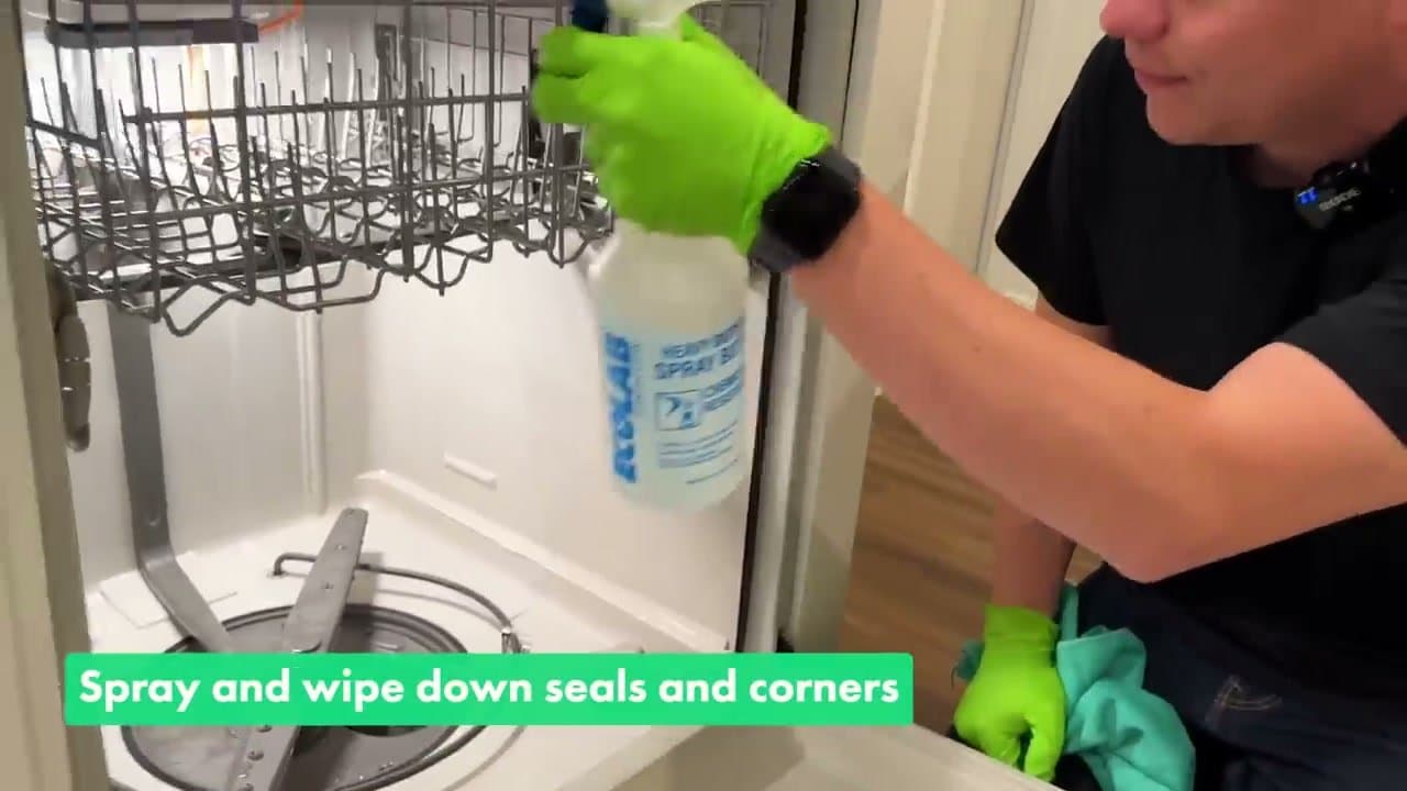 Step 2: Step 2: Spray and wipe the seals and corners