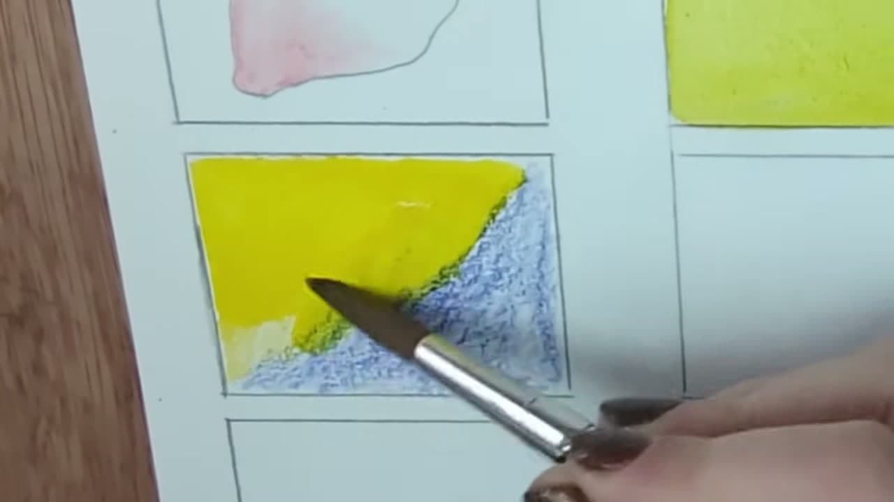 Step 9: Mix Green from Yellow and Blue on the Paper - How to Use Watercolor Pencils