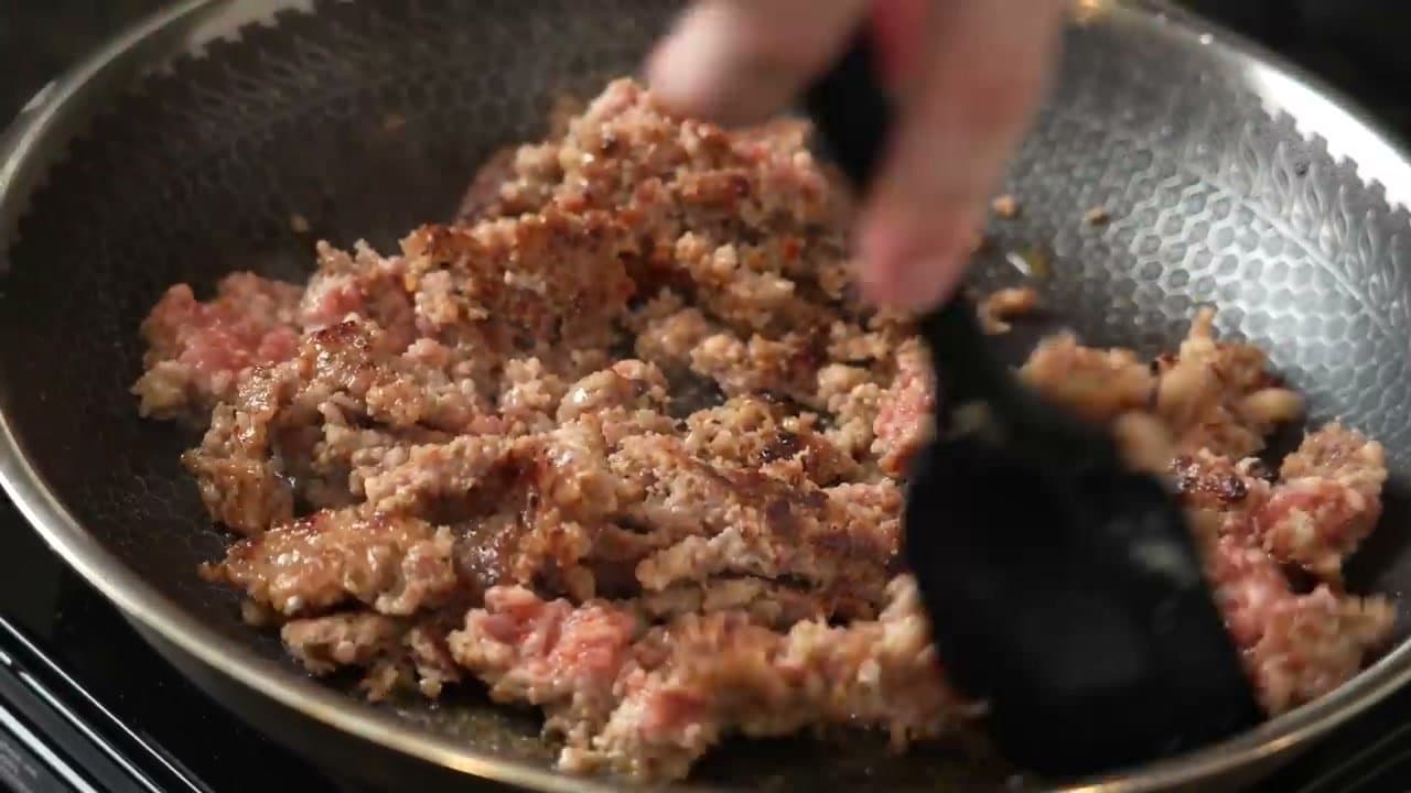 Step 3: Step 3: Brown a pound of breakfast sausage in a cold skillet